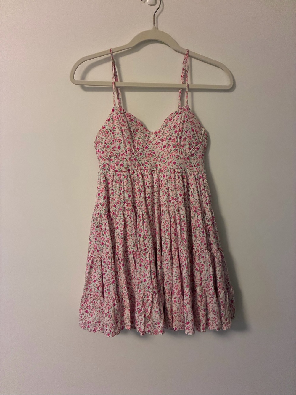 Altar'd State White Dress with Pink Floral Trim